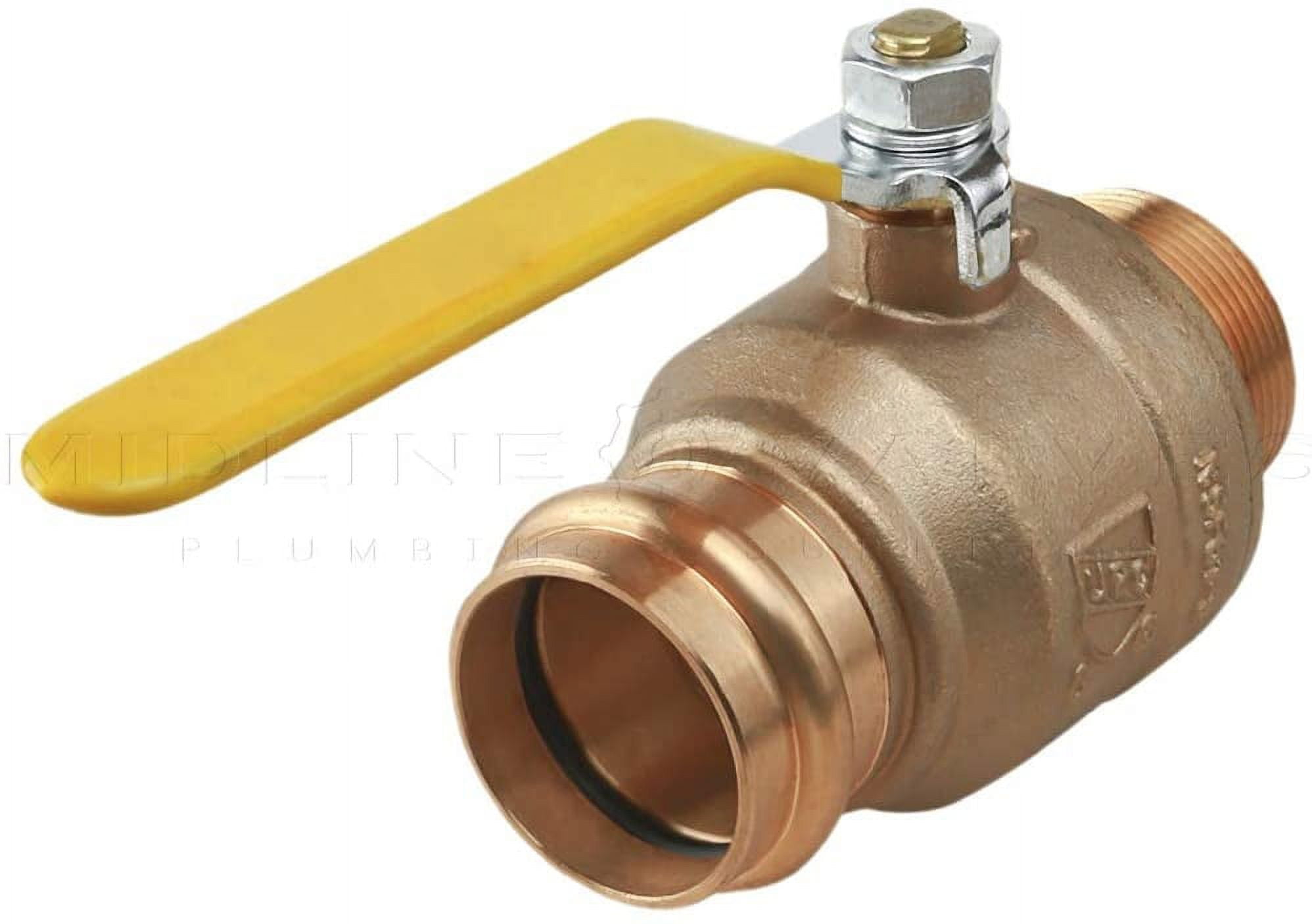 Midline Valve 542112VLVM Premium Adapter Ball Valve, with 1-1/2 in. Press x MIP Connections, Brass