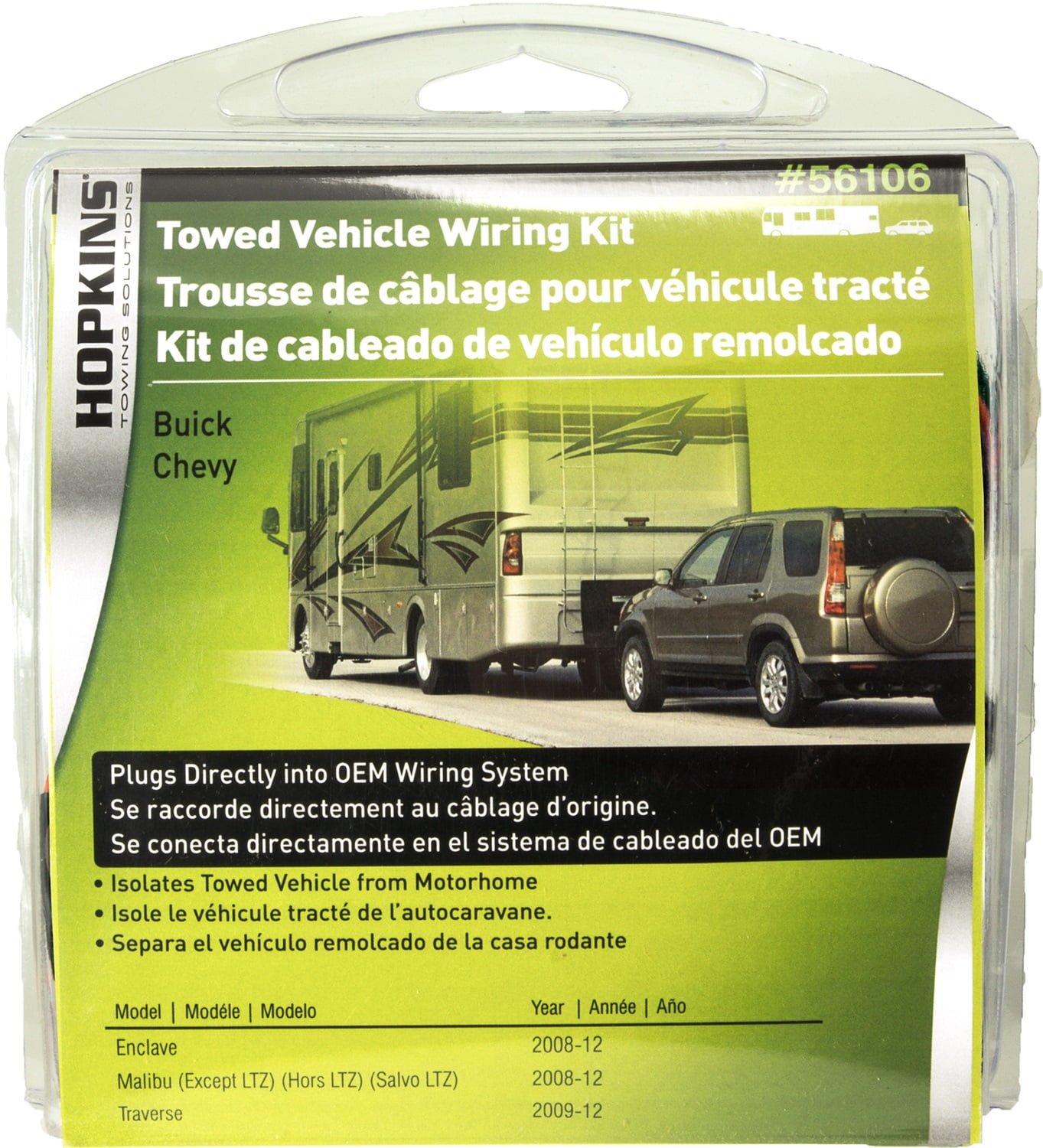 Hopkins Towing Solution 56106 Plug-In Simple Towed Vehicle Wiring Kit; For Vehicles Towed By A Motorhome; Incl. Diodes To Isolate Vehicle From Motorhome; ...