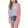 thumbnail image 2 of ATOGUTA Girls Cardigans Kids Long Cardigan Open Front Outerwear with Pockets Size 5T-14, Purple, 2 of 6
