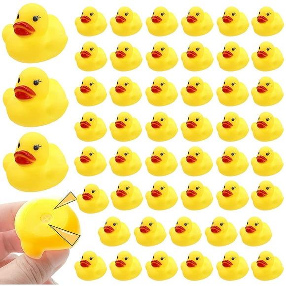 50-Pieces Float & Squeak Mini Rubber Duck Baby Bath Ducky Sound Shower Toys for Kids