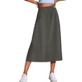 thumbnail image 2 of Gamivast Skirts for Women High Waisted A-Line Midi Skirt with Pockets Casual Skirt Work Office Skirt Flowy Pull on Modest Business Commuter Daily Wear Dark Gray XL, 2 of 6
