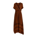 thumbnail image 4 of Women's Summer Maxi Dresses Plus Size V-Neck Short Sleeve Wrap Front Flared Striped Dress, 4 of 7