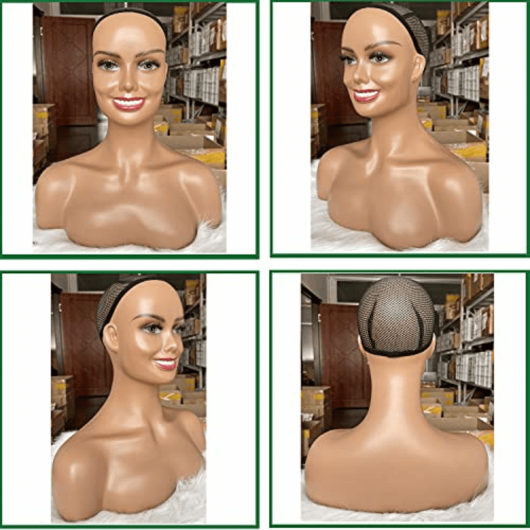 Voloria Realistic Female Mannequin Wig Head with Shoulder Manikin Head Bust Wig  Head Stand for Wigs Display Making,Styling,Sunglasses,Necklace Earrings  Light Brown Color - Yahoo Shopping