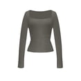 thumbnail image 5 of LIaqionyy Women's Square Neck Shirt Long Sleeve Tees Going out Tops Casual Slim Fall Cropped Layering Top, 5 of 7
