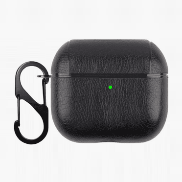 Entronix Leather Case Skin for Airpods 4th Gen, Shockproof Protective Cover with Clip Hook, Black