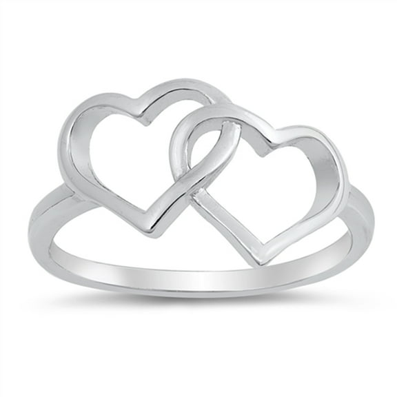 Interlocking Linked Heart Promise Ring .925 Sterling Silver Band Jewelry Female Male Unisex Size 4