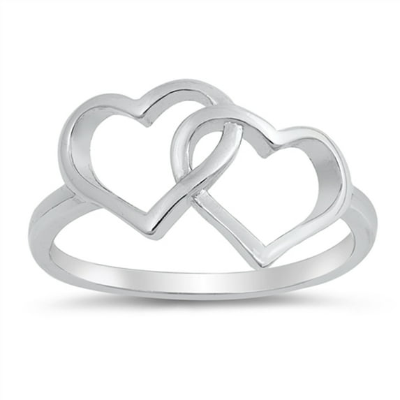 Interlocking Linked Heart Promise Ring .925 Sterling Silver Band Jewelry Female Male Unisex Size 9