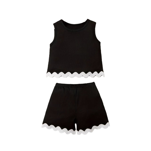 Girls 2 Piece Vacation Outfits Lounge Sets Casual Cropped Tank Tops Shorts Matching Set