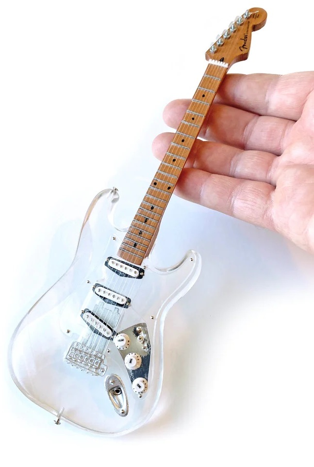 Fender Stratocaster Signature Clear Acrylic 10 Inch Miniature Guitar Replica