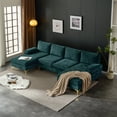 thumbnail image 3 of UBesGoo Modern & Contemporary Sectional Sofas, U Shaped Chenille Fabric Couch with Double Reversible Chaise Lounges, 110" W Blue-Green, 3 of 10