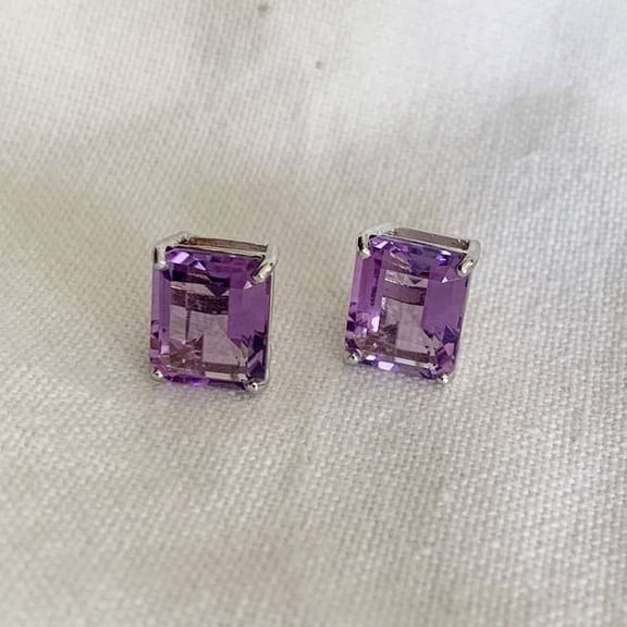 Carillon Birthstone Amethyst Gemstone 8.74 ct 925 Sterling Silver Stud Earrings for Women