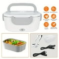 thumbnail image 6 of 65W Electric Lunch Box - 1.5L Leakproof Stainless Steel Food Warmer - Portable for Work, Car, Travel (110V/12V/24V, Includes Cutlery & Bag), 6 of 12