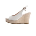 thumbnail image 2 of Miluxas Womens Evening Slingback Buckle Platform Peep Toe Wedge High Heel Pumps Shoes Beige 7(39), 2 of 9