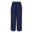 thumbnail image 5 of FUNUONY Womens Wide Leg Barrel Pants Elastic High Waisted Trousers Loose Casual Palazzo Pants with Pockets Cropped Relax Fit Trouser Ankle Pants Elastic Waisted Lightweight Harem Pants Navy M, 5 of 9