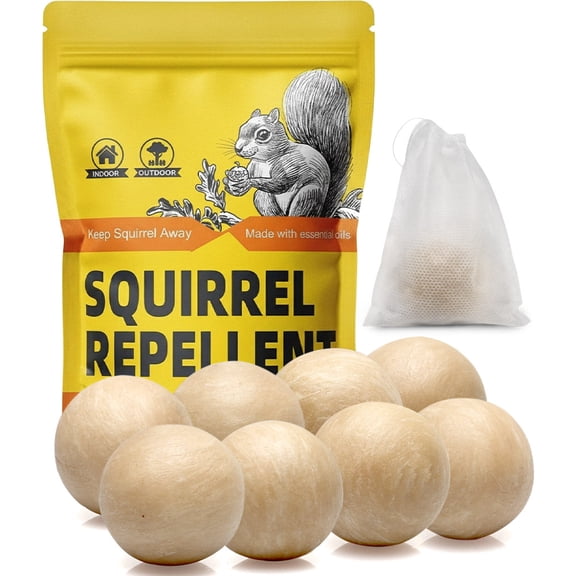8 Packs Humane Squirrel Trap Balls Outdoor, Trap-Free Squirrel Deterrent for Attics, Garages, Cars, and Garden Use