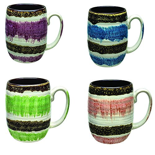 Rockin Gear MUG Large Coffee Mugs Set of 4, Handmade 16 Ounce Beautiful Glazed Ceramic Coffee and Tea Cups Gift for Mom, Dishwasher Microwave Safe for Home and Kitchen (Set of 4)