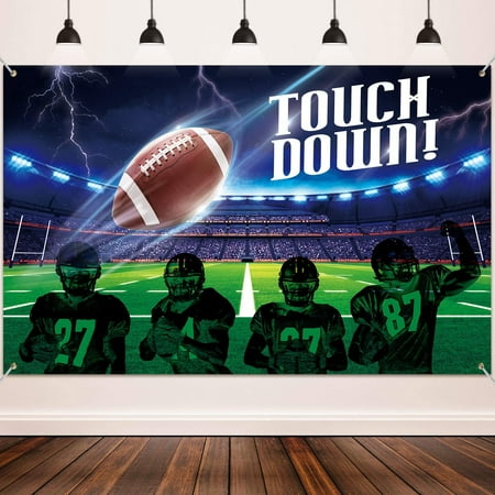 Football Party Decoration Supplies, Large Fabric Football Scene for Touch Football Down Party Supplies, Football Field Photo Booth Backdrop Banner Background Football Themed Supplies