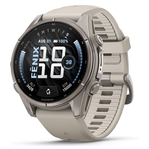 Garmin fenix 9 – 43 mm Titanium with Fog Gray Silicone Band