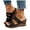 Black, variant on Womens Flower Wedge Dress Slides Sandals 2025 Boho Beach Summer Peep Toe Platform Slip on High Heels