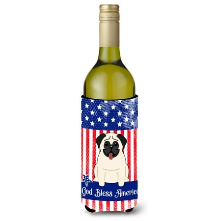 

Carolines Treasures BB2999LITERK Patriotic USA Pug Cream Wine Bottle Beverge Insulator Hugger Wine Bottle multicolor
