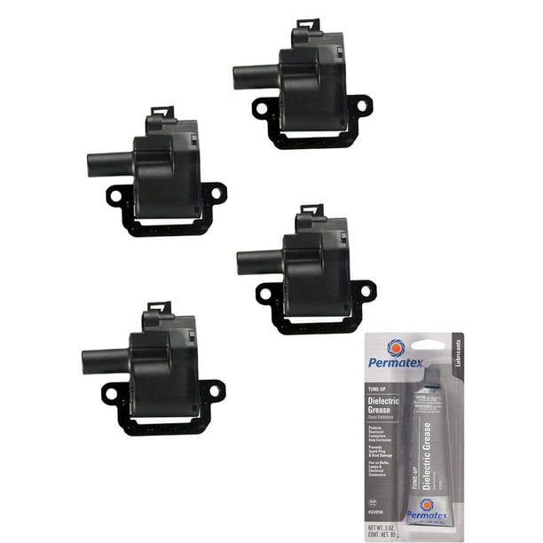 Set of 4 Ignition Coils and Permatex 22058 Dielectric TuneUp Grease