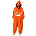 thumbnail image 2 of Onesie Halloween Hooded Pajamas For Women, Winter Fleece Warm Long Sleeve Pumpkin Printed Loungewear Jumpsuit, S-XXL, 2 of 6