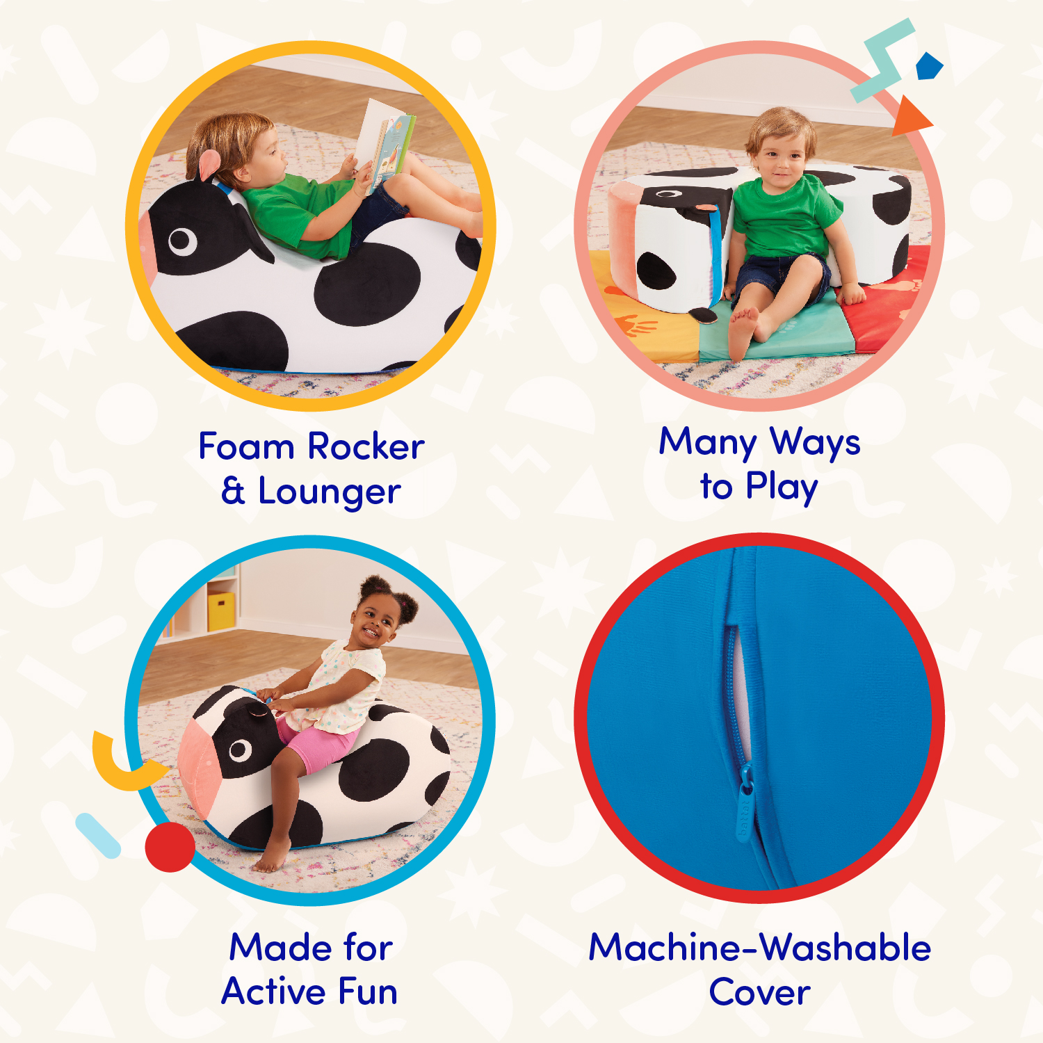 Battat Cozy Cruisers Cow Foam Ride-On Toy with Washable Cover photo 2