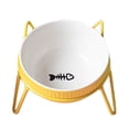 thumbnail image 2 of Cuenco de cerámica para perros con alimentador de soporte elevados para alimentos para perros y , Amarillo, 2 of 8