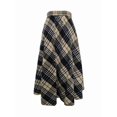 thumbnail image 2 of Women High Elastic Waist Maxi Skirt A-Line Plaid Flare Long Skirt Khaki S, 2 of 5