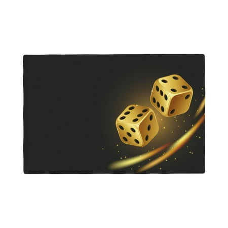 

Table Placemats Set of 4 - Golden Dice 12x18 In Faux Linen Double Heat Resistant Place Mats Cloth Indoor/Outdoor Placemats Washable Table Mats for Dining Kitchen Party