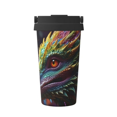 

Matuu Colorful Dragon Head Profile for Insulated Coffee Mug Reusable Travel Coffee Cup Spill Proof 16oz Stainless Steel Coffee Cups for Hot/Ice Coffee Tea
