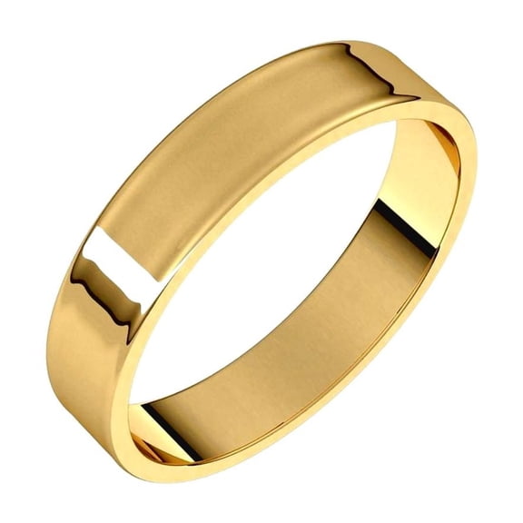 14k Yellow Gold Flat 4mm Ultra-lightweight Flat Ultra-light Band Size 7 Ring for Women and Men