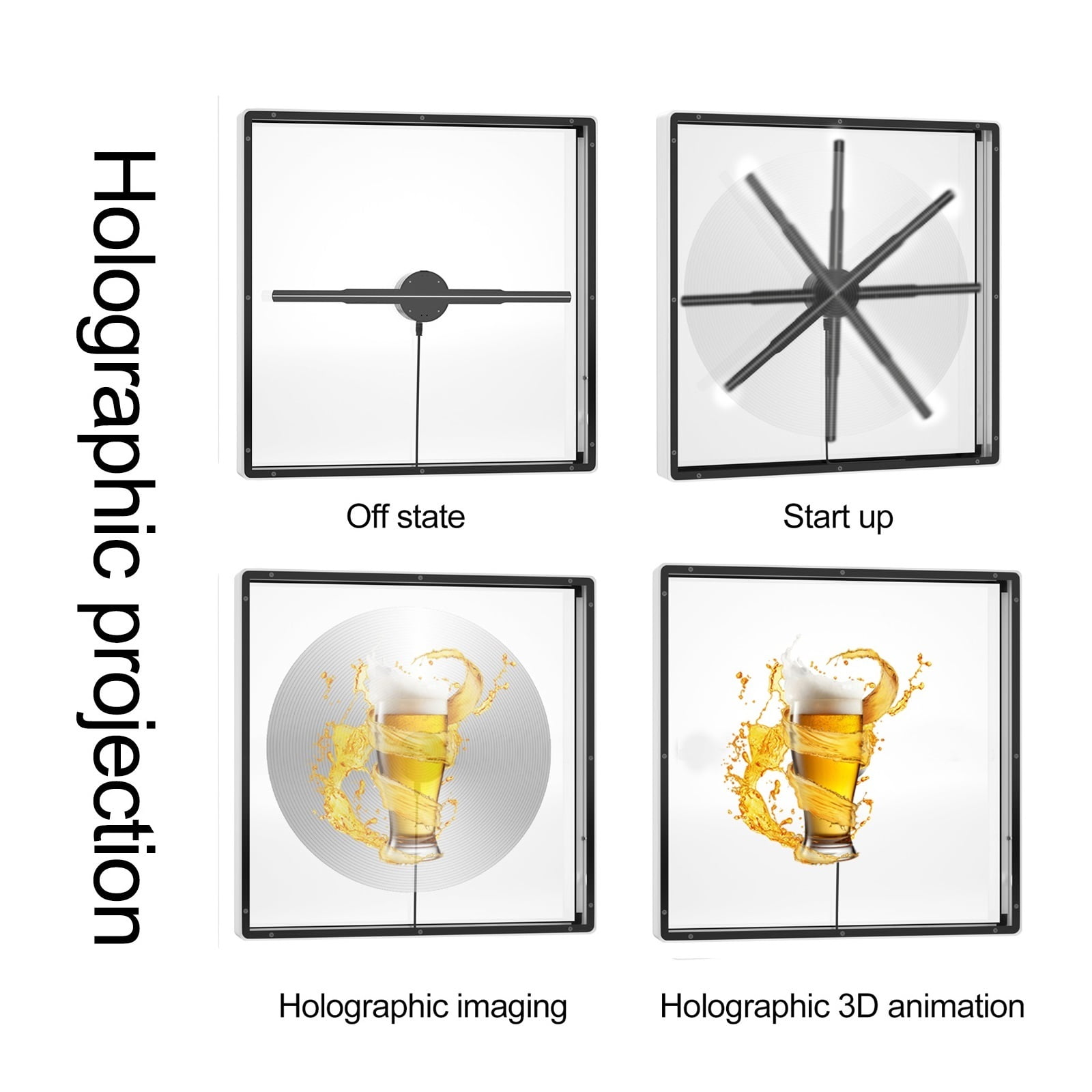 3D Hologram Projector Fan With Cover 224 LED Advertising Display Logo Led Light Wifi Control 3D Holographic Lamp Player ,Versatile And Practical