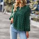 thumbnail image 3 of Blusa Manga Larga Linterna Botón Cuello Redondo Jersey Casual Tops De Moda para Mujer Atrovirens XL, 3 of 6