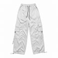 thumbnail image 5 of Lmueinov Women's 90s Retro Parachute Cargo Pants Elastic Waist D string Multi Pockets Baggy Wide Leg Streetwear Casual Hiking Jogger Pants, S-XXL, 5 of 7
