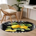 thumbnail image 4 of Round Rugs 3.3Ft, Yellow Lemon Round Area Rug Washable Indoor Throw Carpet, Summer Botanical Black White Checkered Soft Non Slip Circle Rug for Laundry Room Patio Home Decor Aesthetic, 4 of 8