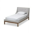 thumbnail image 2 of Baxton Studio Louvain Modern and Contemporary Fabric Upholstered Walnut-Finished Twin Sized Platform Bed, Multiple Colors, 2 of 6