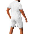 thumbnail image 3 of SWSMCLT Men's Short Tracksuit Summer Short Sleeve Drawstring 2 Piece Outfit Active Sweatsuit Shorts Set Cotton White Medium, 3 of 4