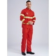 thumbnail image 2 of Hansber Costume de Pompier d'Halloween pour Homme Uniforme de Pompier Bandes Réfléchissantes Sécurité Ensemble 4 Pcs pour Cosplay Fête Rouge 180, 2 of 7
