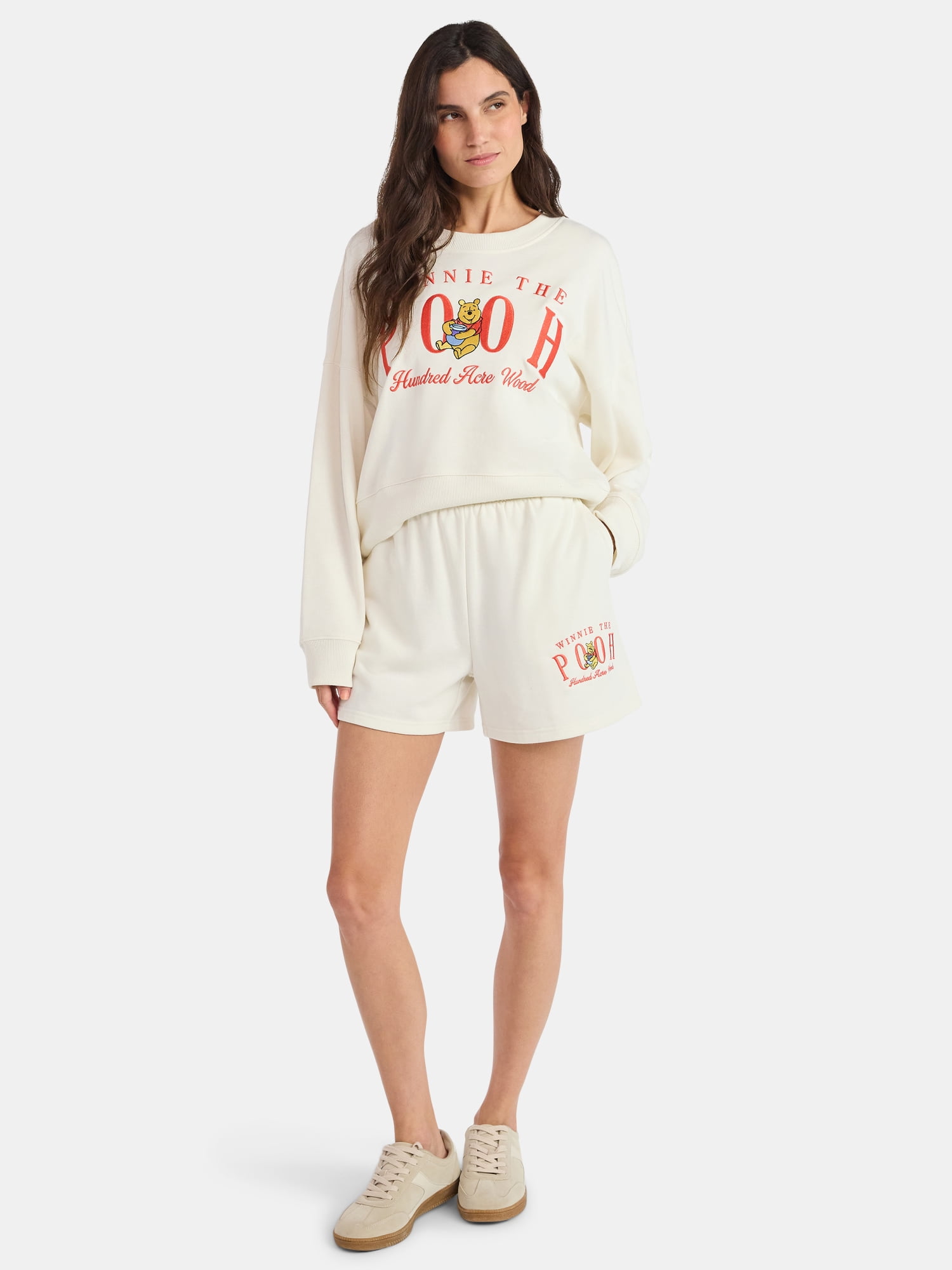 Winnie the Pooh Women’s Graphic Shorts with Embroidery, 5" Inseam, Sizes XXS-XXL
