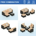 thumbnail image 2 of Phonjoroo 5PCS Patio Furniture Sets All Weather Outdoor Sectional Sofa Manual Weaving Wicker Rattan Outdoor Conversation Set with With Cushion And Glass Table, Khaki, 2 of 7