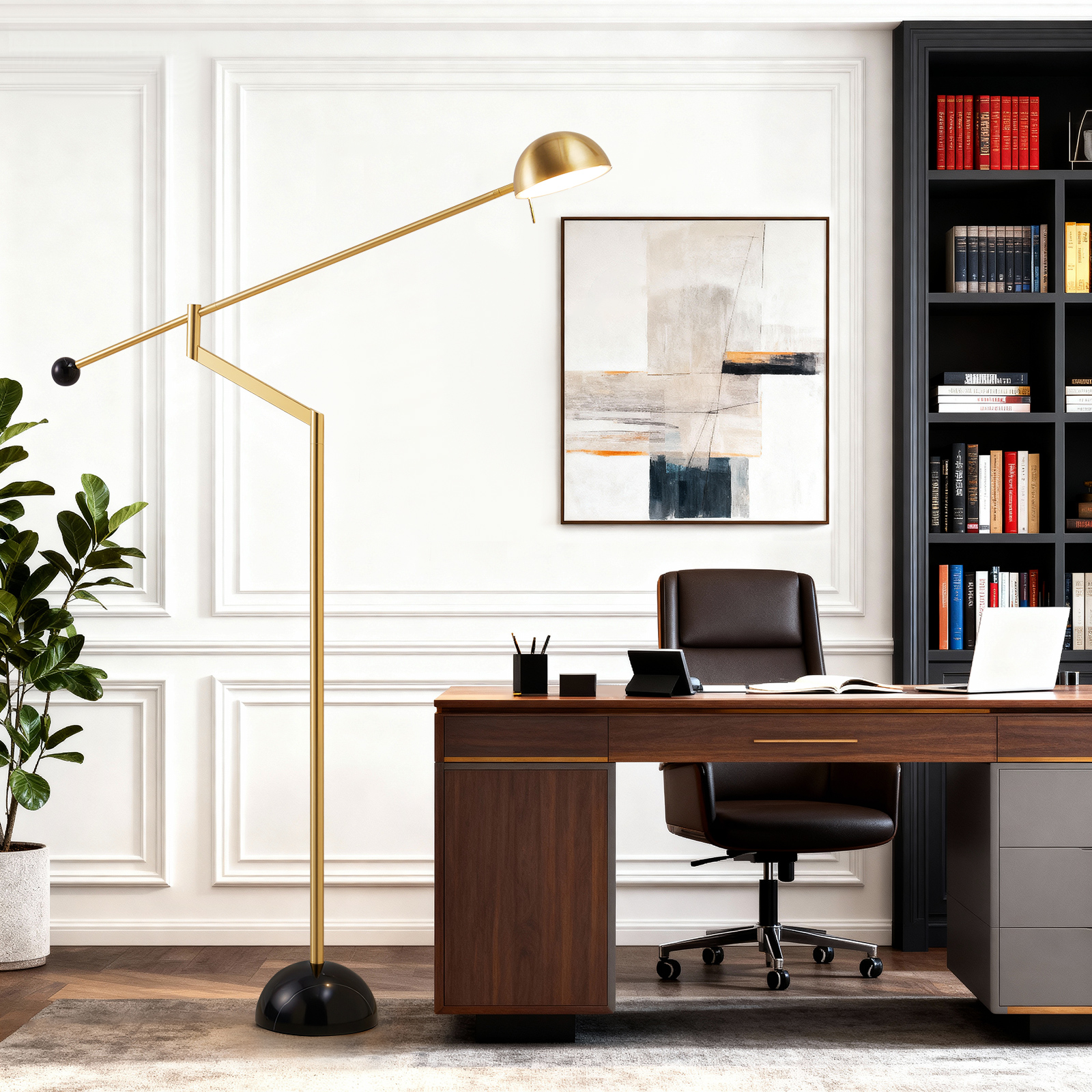 natyswan Modern 61-inch Floor Lamp, Marble Base, 9W LED Warm White Light, Indoor Standing Lamp for Living Room & Bedroom（Not Included Bulb）