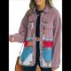 thumbnail image 2 of Chaqueta Vaquera de Larga con Solapa Holgada y Parches para Mujer, Estilo Retro con Borde Sin Rematar, de Medio. Rojo Ladrillo XL, 2 of 6