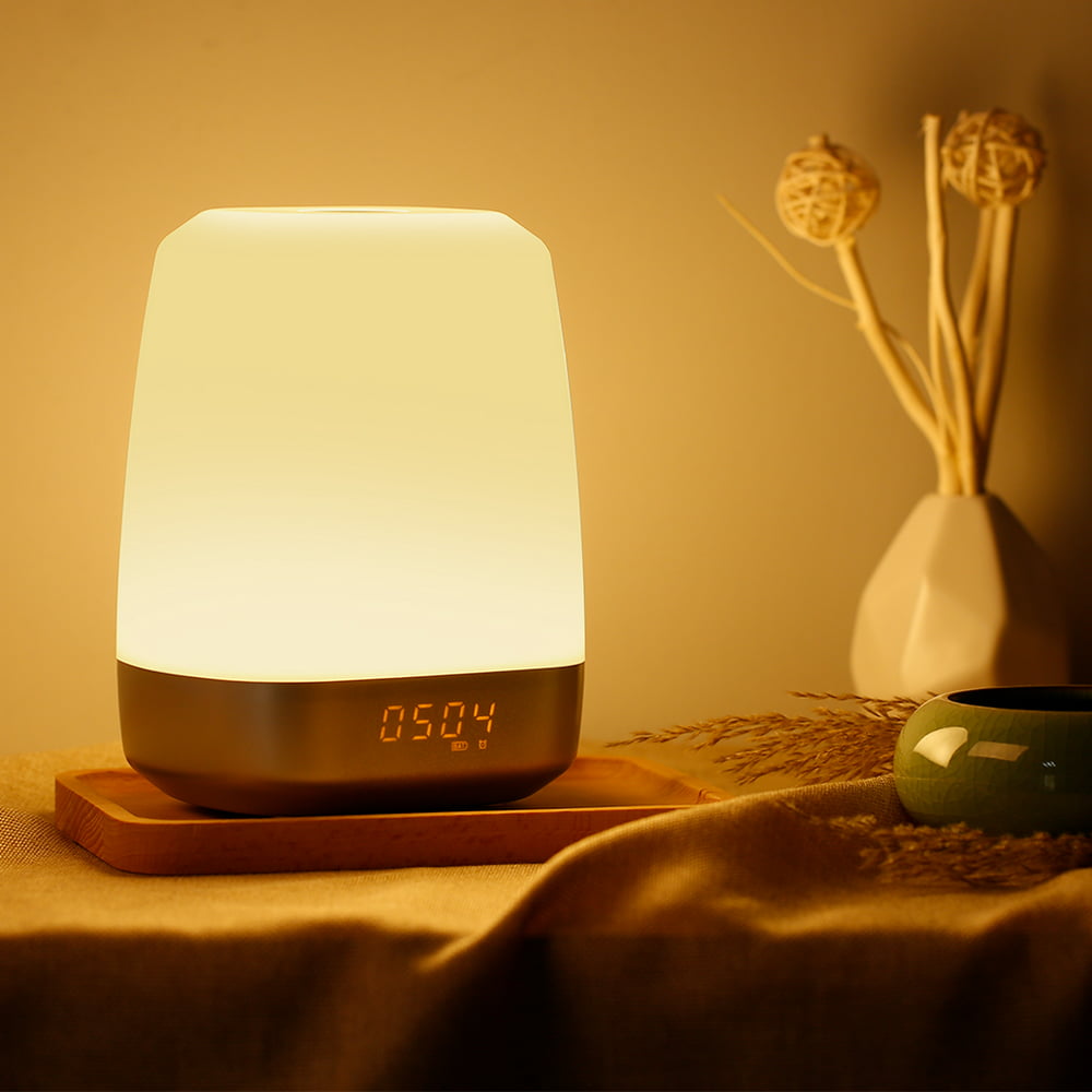 Rechargeable LED Wake-up Lamp Sunrise Alarm Clock with 5 Natural Sounds