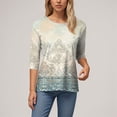 thumbnail image 5 of Womens 2025 Fall 3/4 Sleeve Crew Neck Blouse Fashion Print Casual Loose Fit Shirt Top, 5 of 6