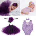 thumbnail image 2 of Newborn Outfits Baby Girl Photoshoot 4 PCS Newborn Photography Props Outfits -BabyTutu Skirt Cute Bow Headdress And Lace Rompers Flower Headband Sets For Infants Girl Boy Newborn Girl Photoshoot Outfits 2 of 9