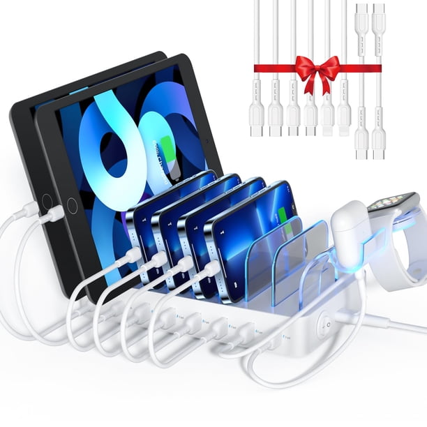Estación de carga SOOPII USB-C de 8 puertos con 1 PD de carga rápida de 20 W