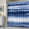 thumbnail image 5 of Gradient Blue Shower Curtain, Watercolor Abstract Gradient Dark Blue Water Ripples Waterproof Shower Curtain Set with 12 Hooks Lightweight Bath Curtains Fabric Bathroom Decor 72x78 Inches, 5 of 9