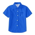 thumbnail image 4 of Gubotare Button Down Shirt for Boys Boys Shirts Kids Solid Color Short Sleeve Button Down Shirt with Pockets Size 11-12 (Blue,11-12 Years), 4 of 4