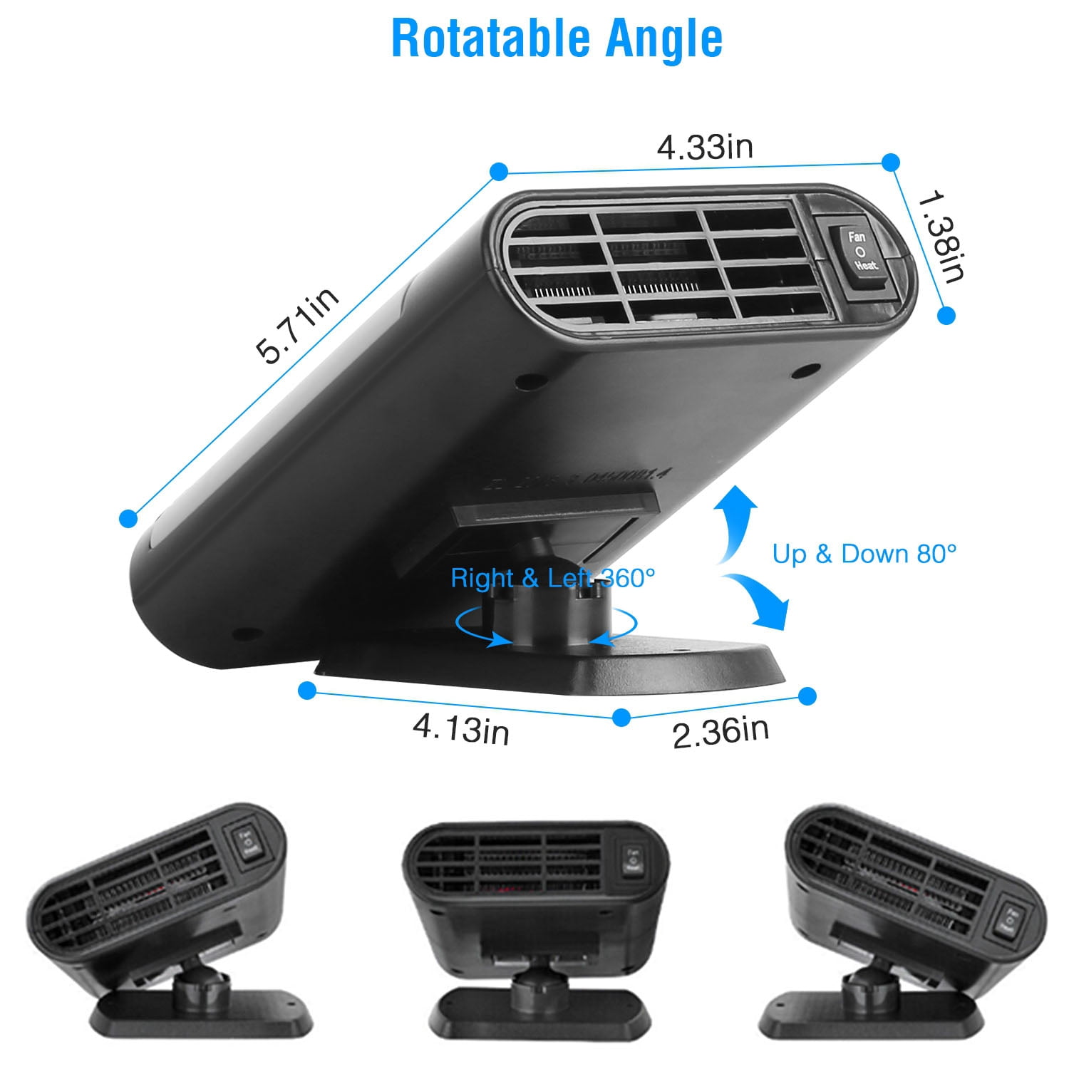 24V Car Truck Heater, 200W Fast Heating & Fan Mode, 360° Adjustable, 2 in 1 Defroster Defogger Demister Windshield Heater Defog Defrost for Van Bus Camping Travel